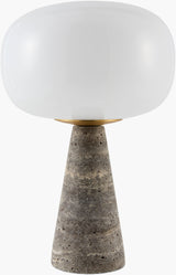Domara 15" Travertine Table Lamp, Natural Gray