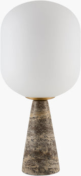 Domara 19" Travertine Table Lamp, Natural Gray