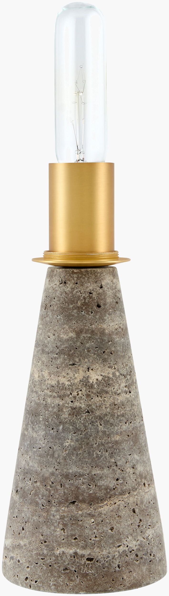 Domara 15" Travertine Table Lamp, Natural Gray