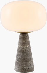 Domara 15" Travertine Table Lamp, Natural Gray