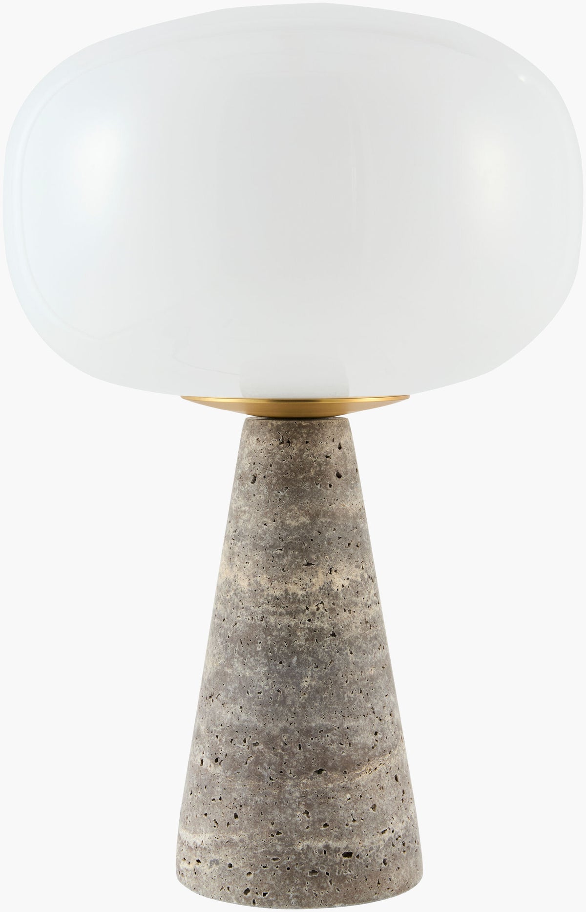 Domara 15" Travertine Table Lamp, Natural Gray
