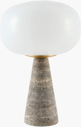 Domara 15" Travertine Table Lamp, Natural Gray