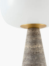 Domara 15" Travertine Table Lamp, Natural Gray