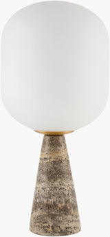 Domara 19" Travertine Table Lamp, Natural Gray