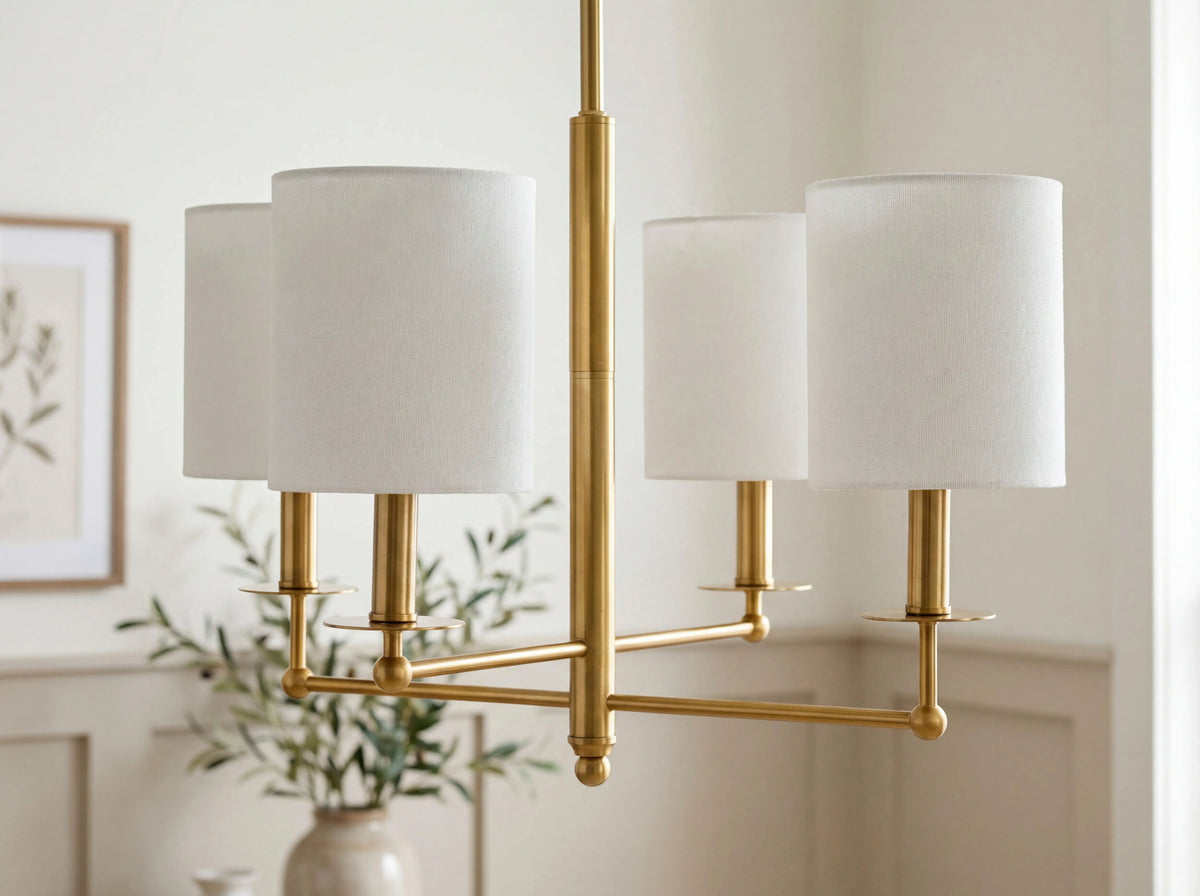 Dinant Iron Chandelier, Electroplated Metallic Brass