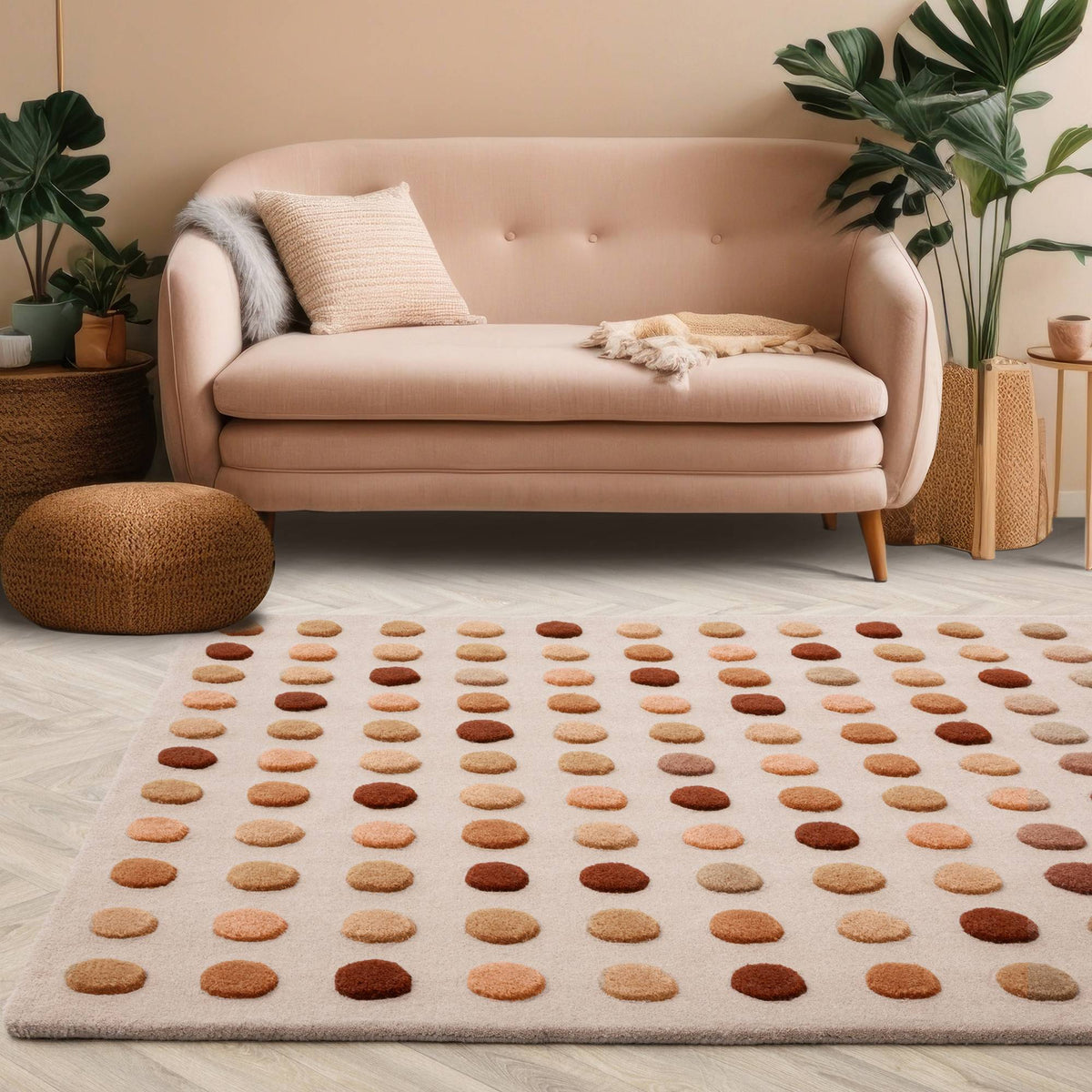 Dotty Rug styled in a living room