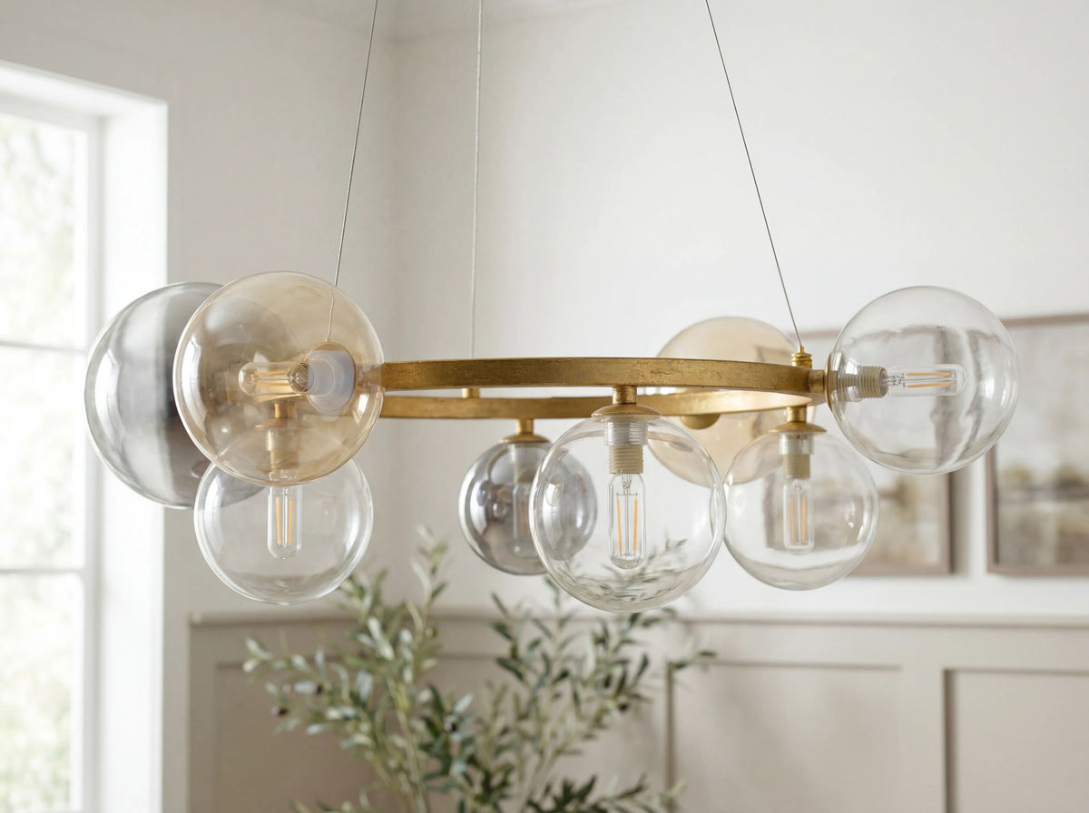 Dreux Iron Chandelier, Painted Gold