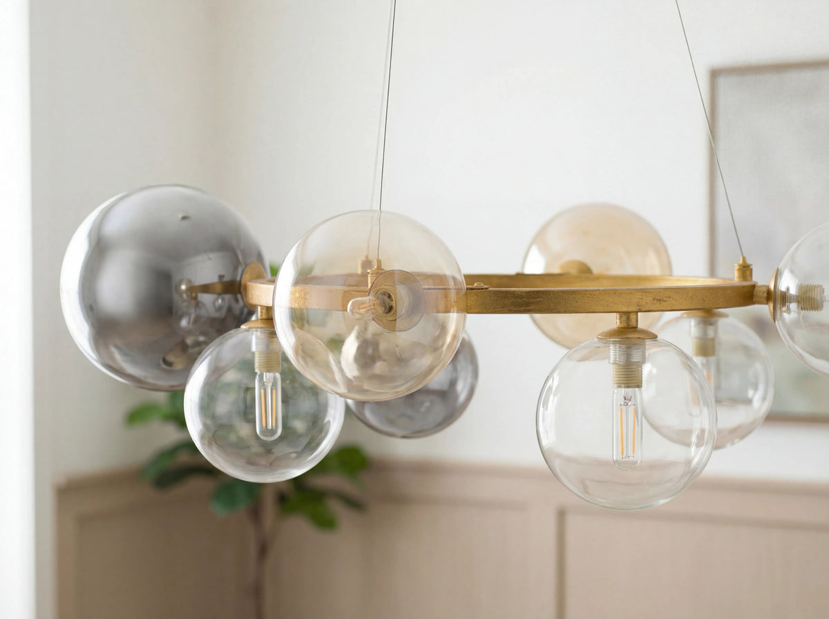 Dreux Iron Chandelier, Painted Gold