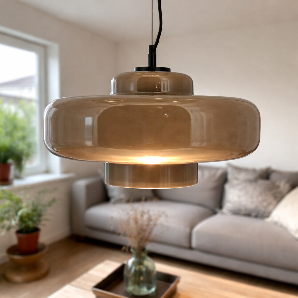 Glass Pendant Lamp With Rounded Shade
