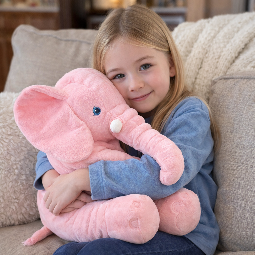 Plush Elephant-Shaped Cuddle Pillow