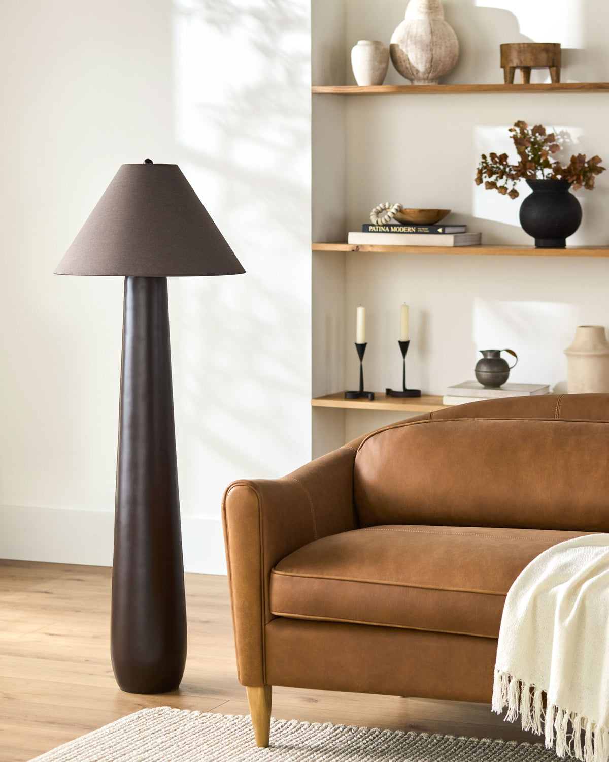 Dosso 57" Resin Floor Lamp, Painted Dark Brown