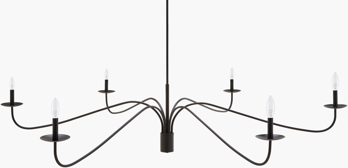 Dovra Iron Chandelier, Lacquered Black