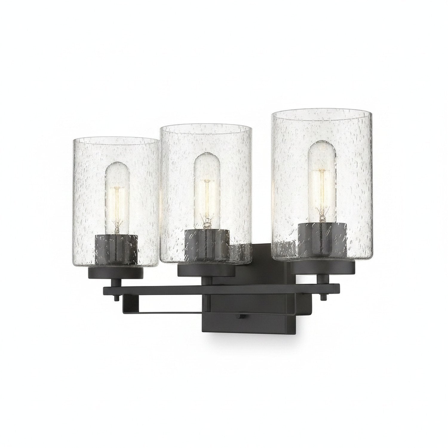 Bronze Metal and Textured Glass Three Light Wall Sconce - hero