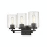 Bronze Metal and Textured Glass Three Light Wall Sconce