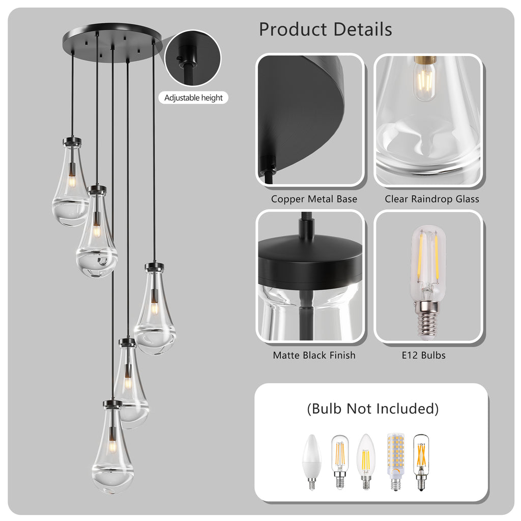5 Light Cluster Pendant Lights Chandelier