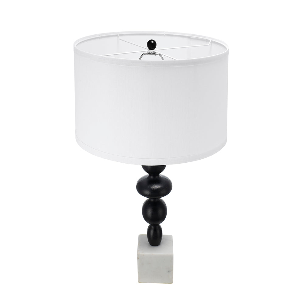 D15x29.5" Black and White Table Lamp with Round Four