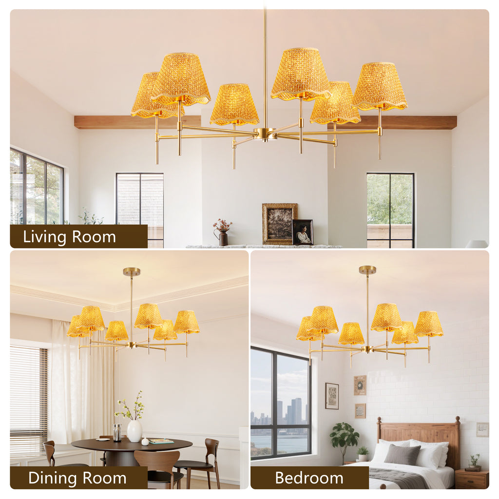 Boho Rattan 6-Light Chandelier