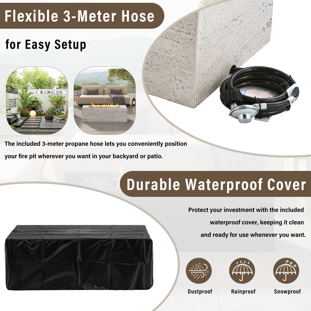 U_STYLE Outdoor Rectangular Propane Fire Pit 40000 BTU