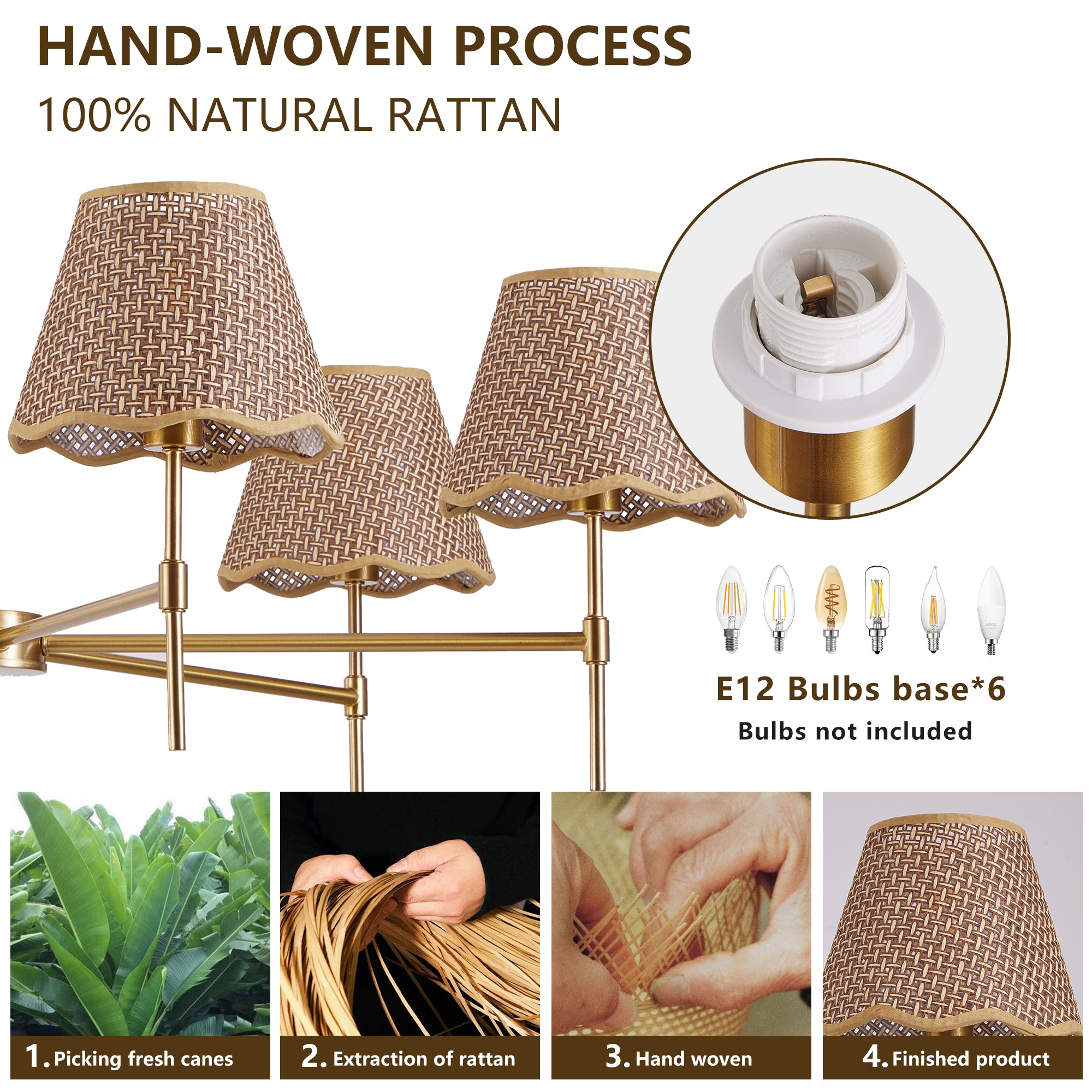 Boho Rattan 6-Light Chandelier