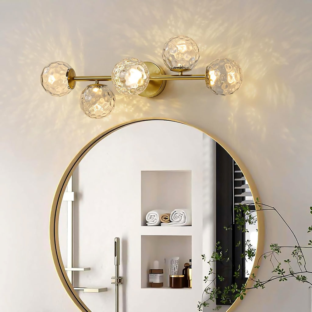 Gold Bathroom Vanity Light Fixtures: Modern Bath 5 Lights