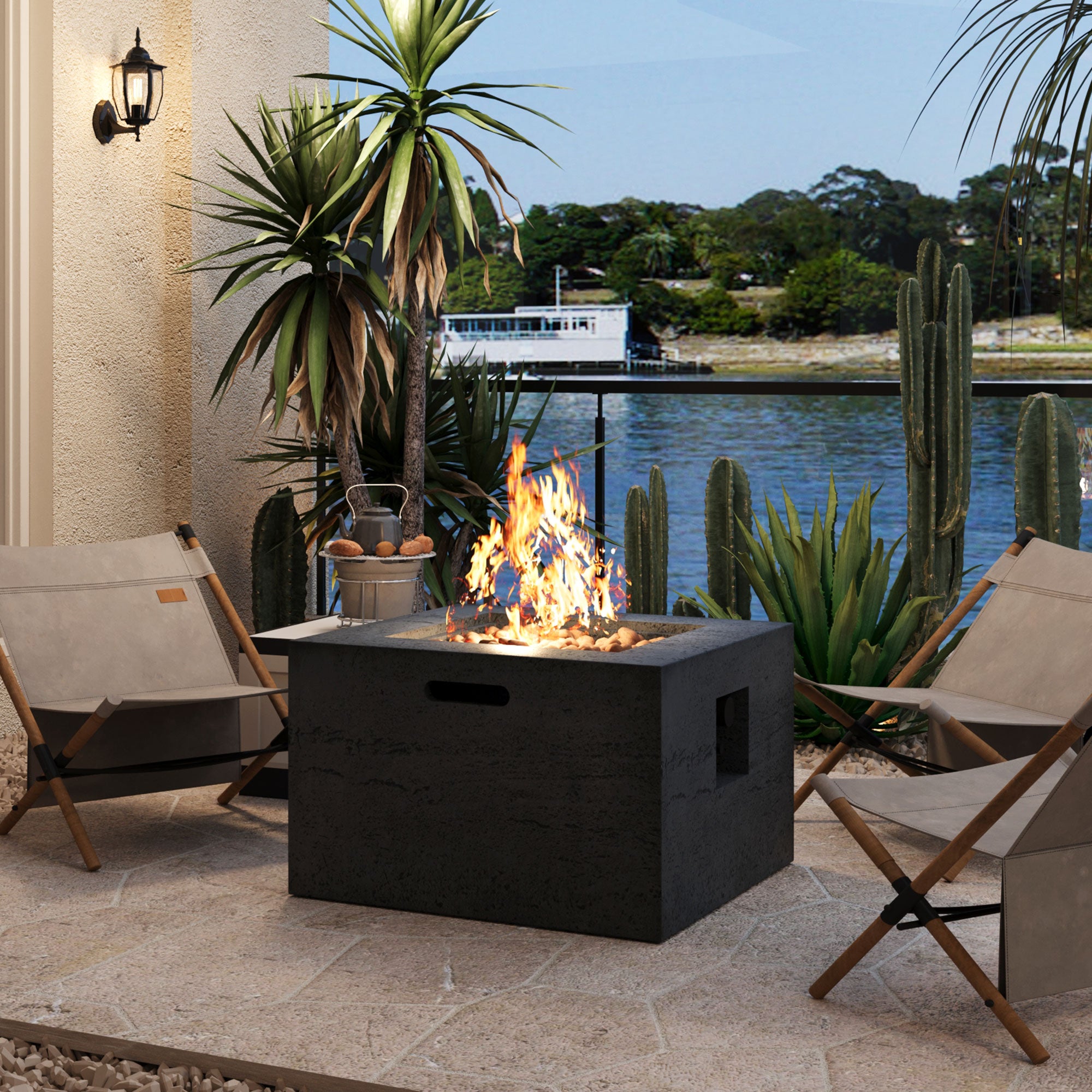 U_Style MGO Outdoor Square Fire Pit with Steel Burner