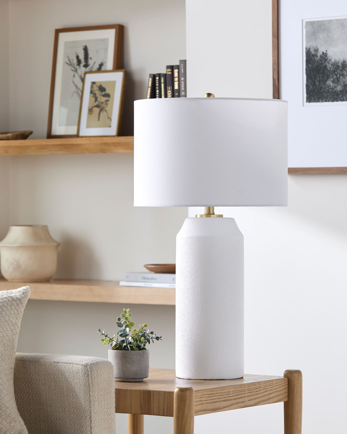 Eclat 30" Ceramic Table Lamp, Washed White