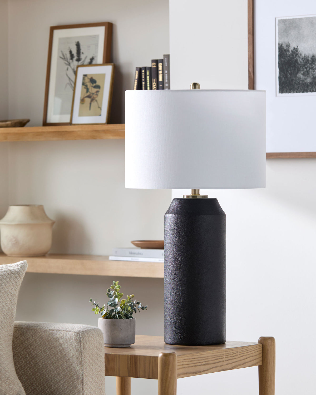 Eclat 30" Ceramic Table Lamp, Colored Black