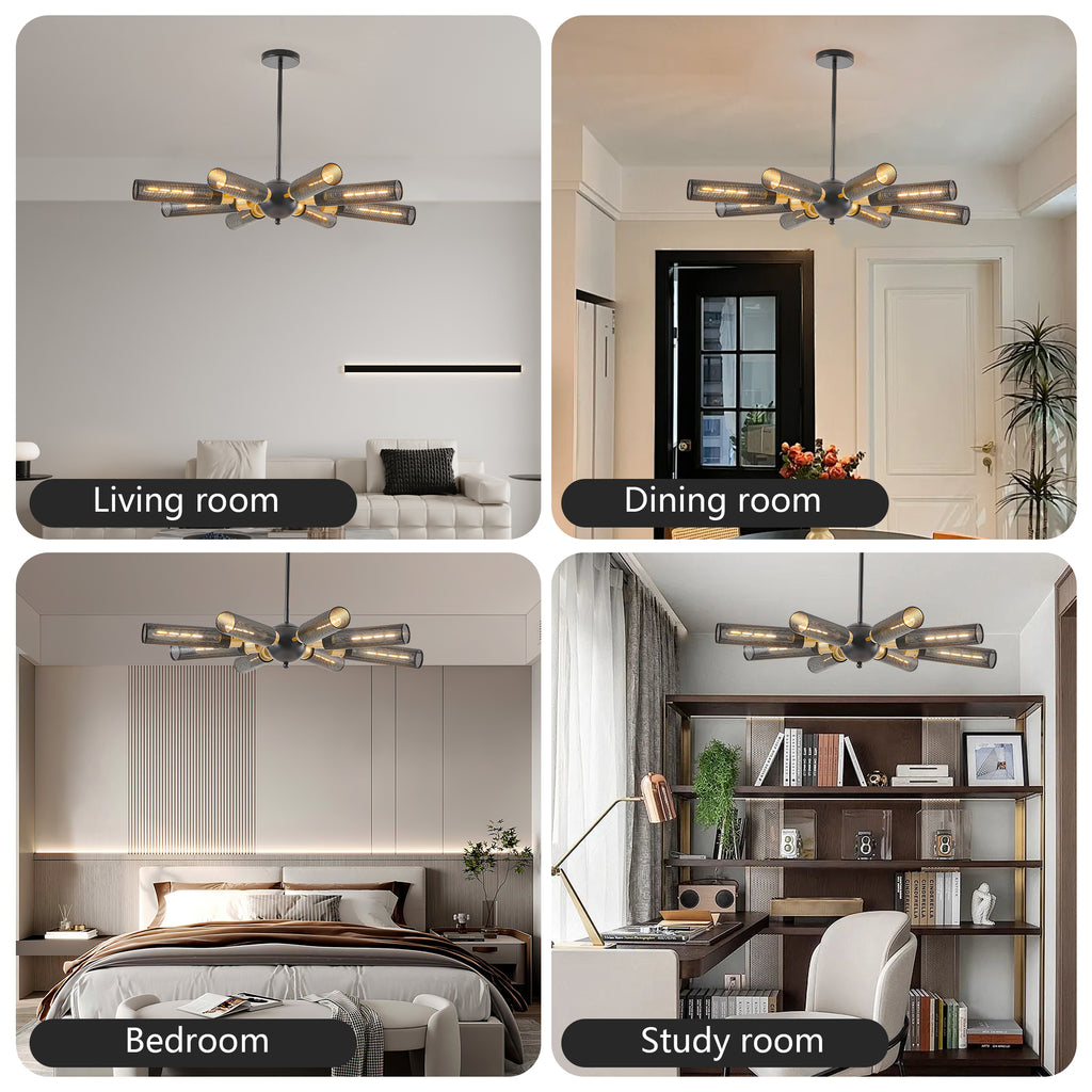 34" Modern Industrial Sputnik Chandelier