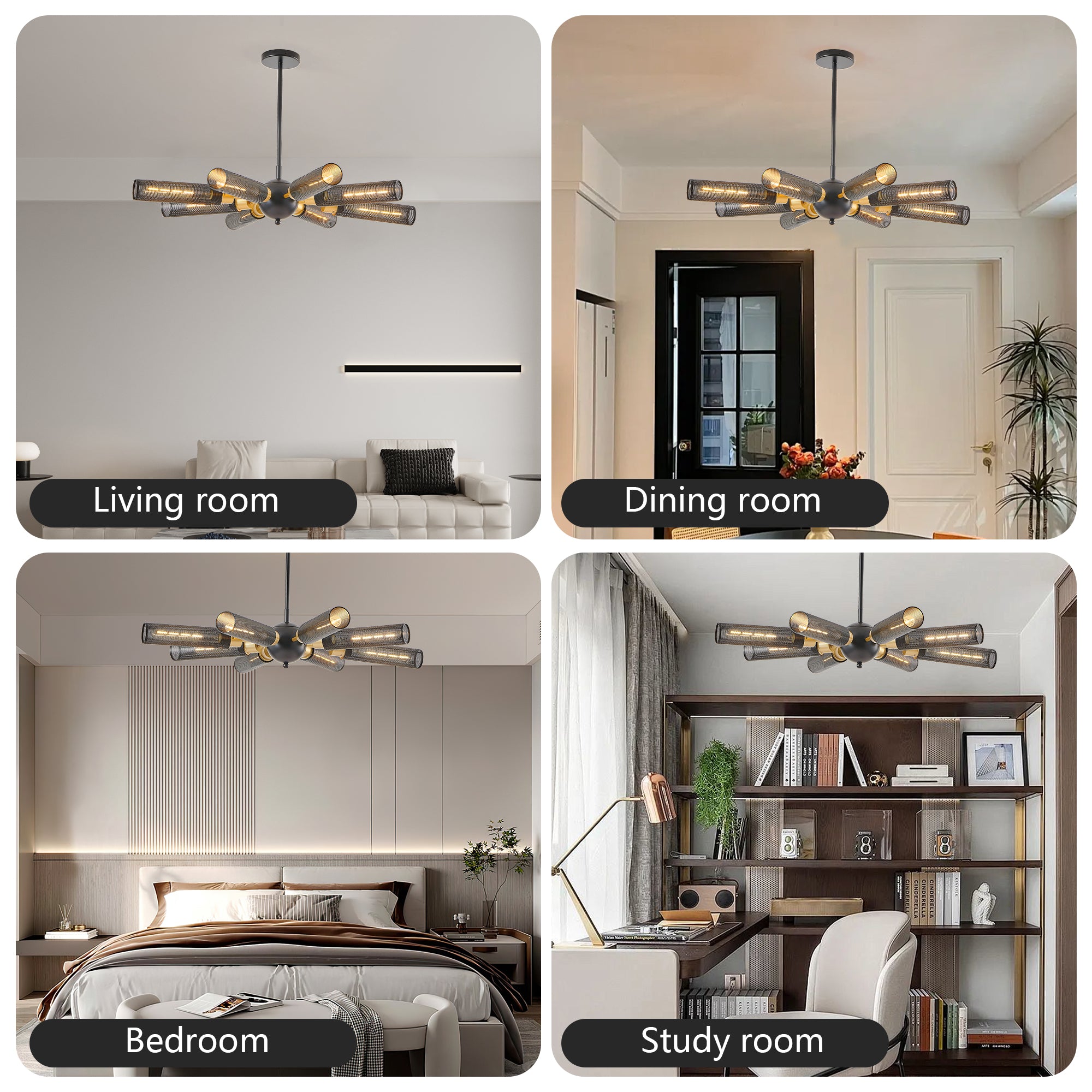 34" Modern Industrial Sputnik Chandelier