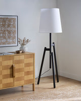 Einar 68" Rubber Wood Floor Lamp, Painted Black