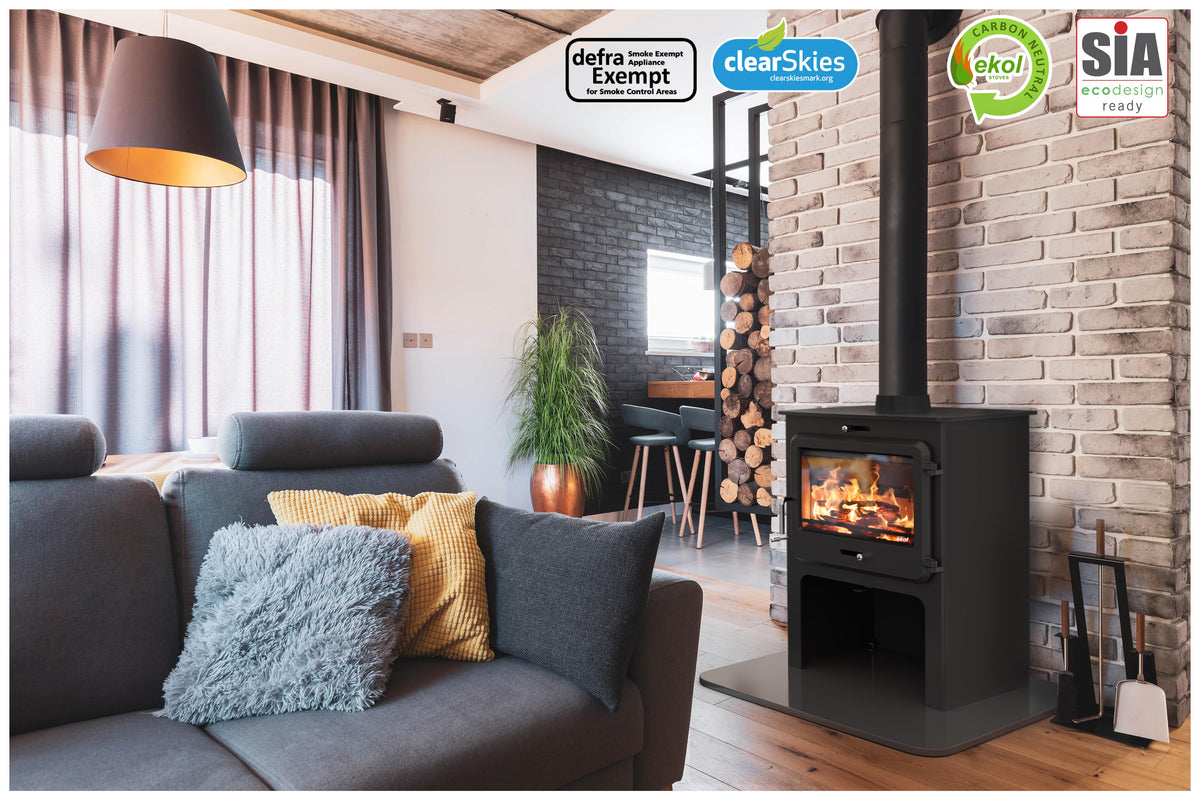 12kW Wood Burning Stove — Ekol Clarity 12 Log Burner, DEFRA Exempt