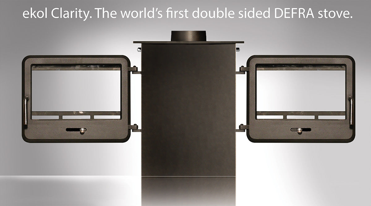 11.4kW Double Sided Wood Burning Stove — Ekol Clarity Double-Sided Multi-Fuel Log Burner