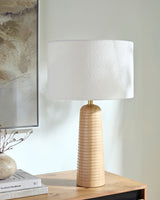 Elansi 23" Table Lamp, Natural Beige