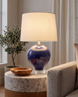 Elvian 25" Glass Table Lamp, Glazed Dark Blue