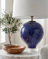 Elvian 25" Glass Table Lamp, Glazed Dark Blue