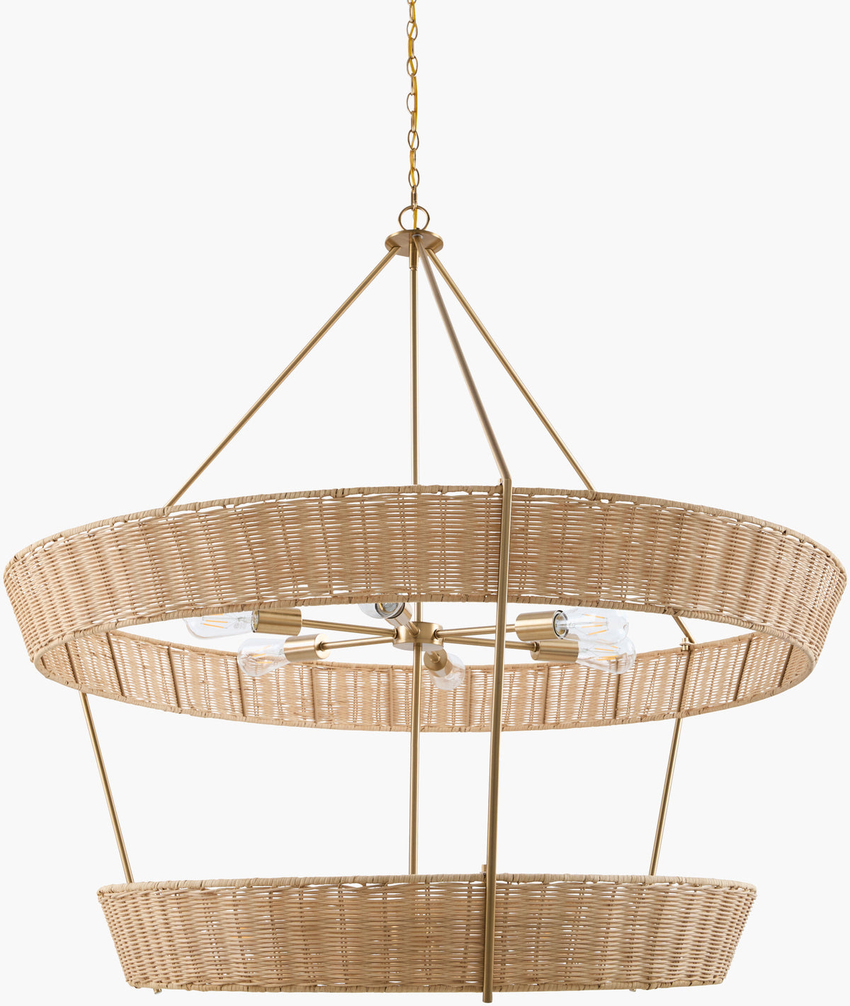 Elyon Iron Chandelier, Bronze Metallic Gold, Natural Brown (ELYN-003)