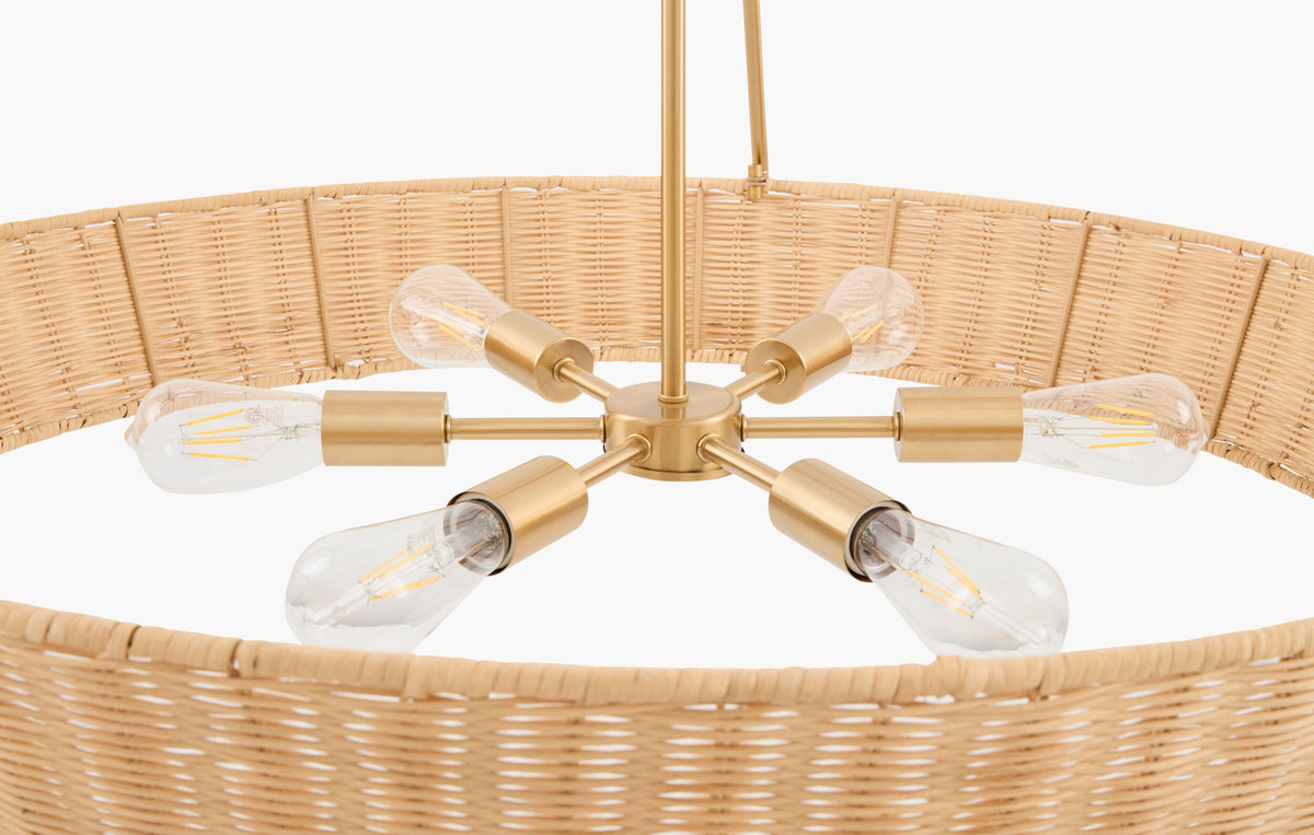 Elyon Iron Chandelier, Bronze Metallic Gold, Natural Brown (ELYN-002)
