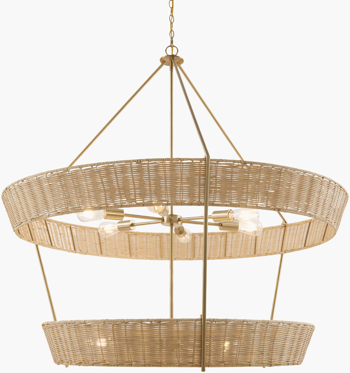 Elyon Iron Chandelier, Bronze Metallic Gold, Natural Brown (ELYN-003)