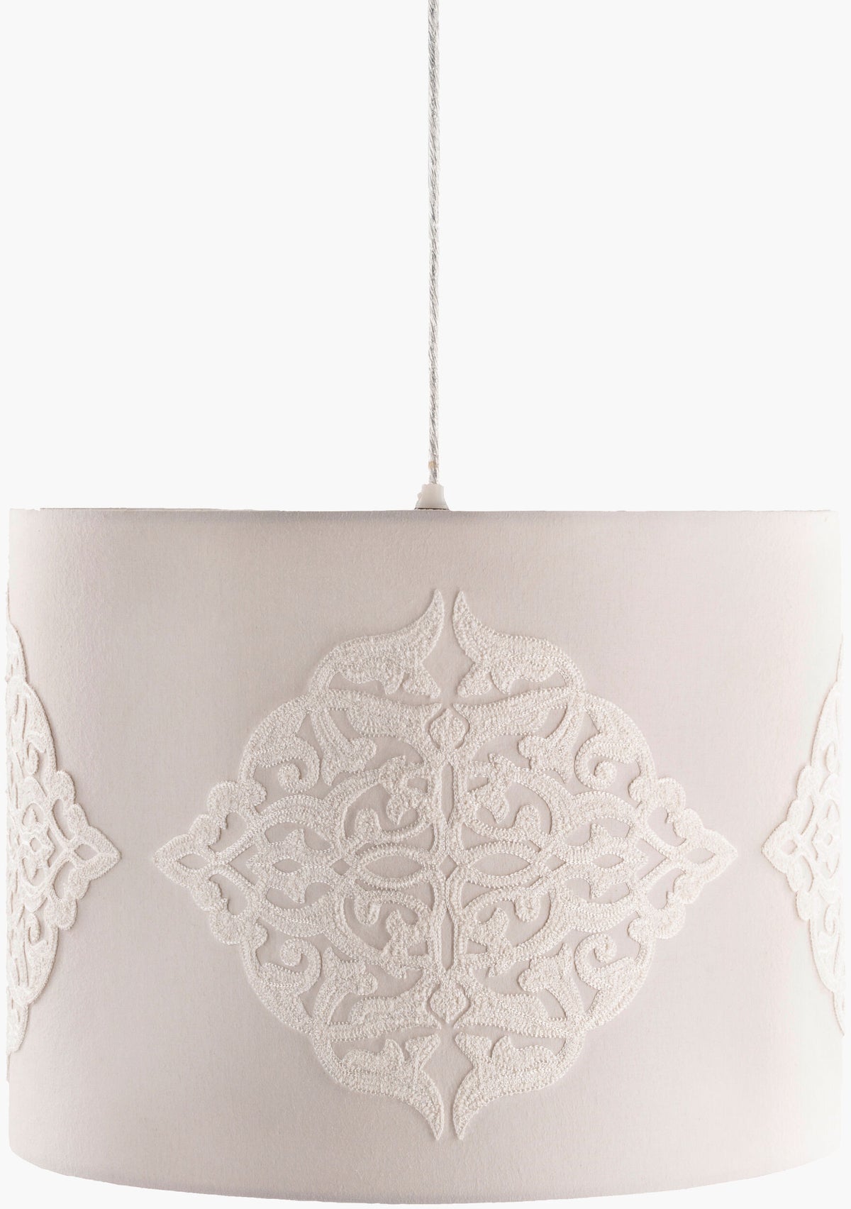 Elisa fabric Pendant Light, Powder Coated Gray, Powder Coated White