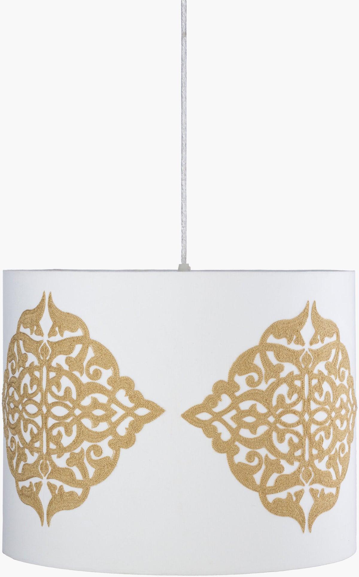 Elisa fabric Pendant Light, Powder Coated White, Gold