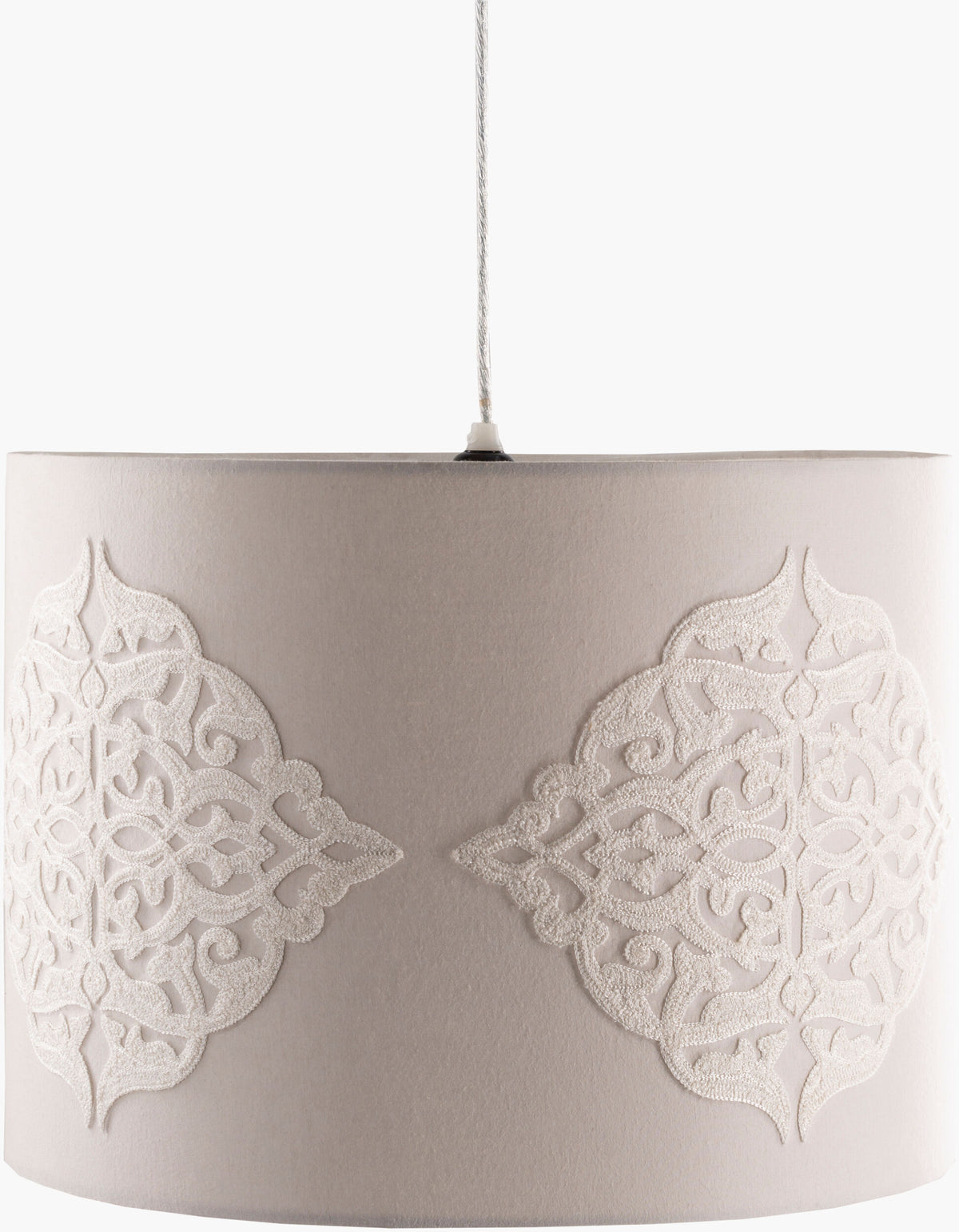 Elisa fabric Pendant Light, Powder Coated Gray, Powder Coated White