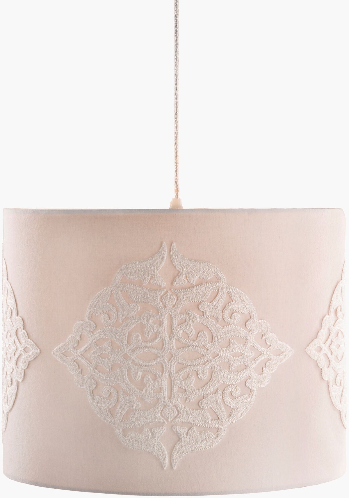 Elisa fabric Pendant Light, Powder Coated Gray, Powder Coated White