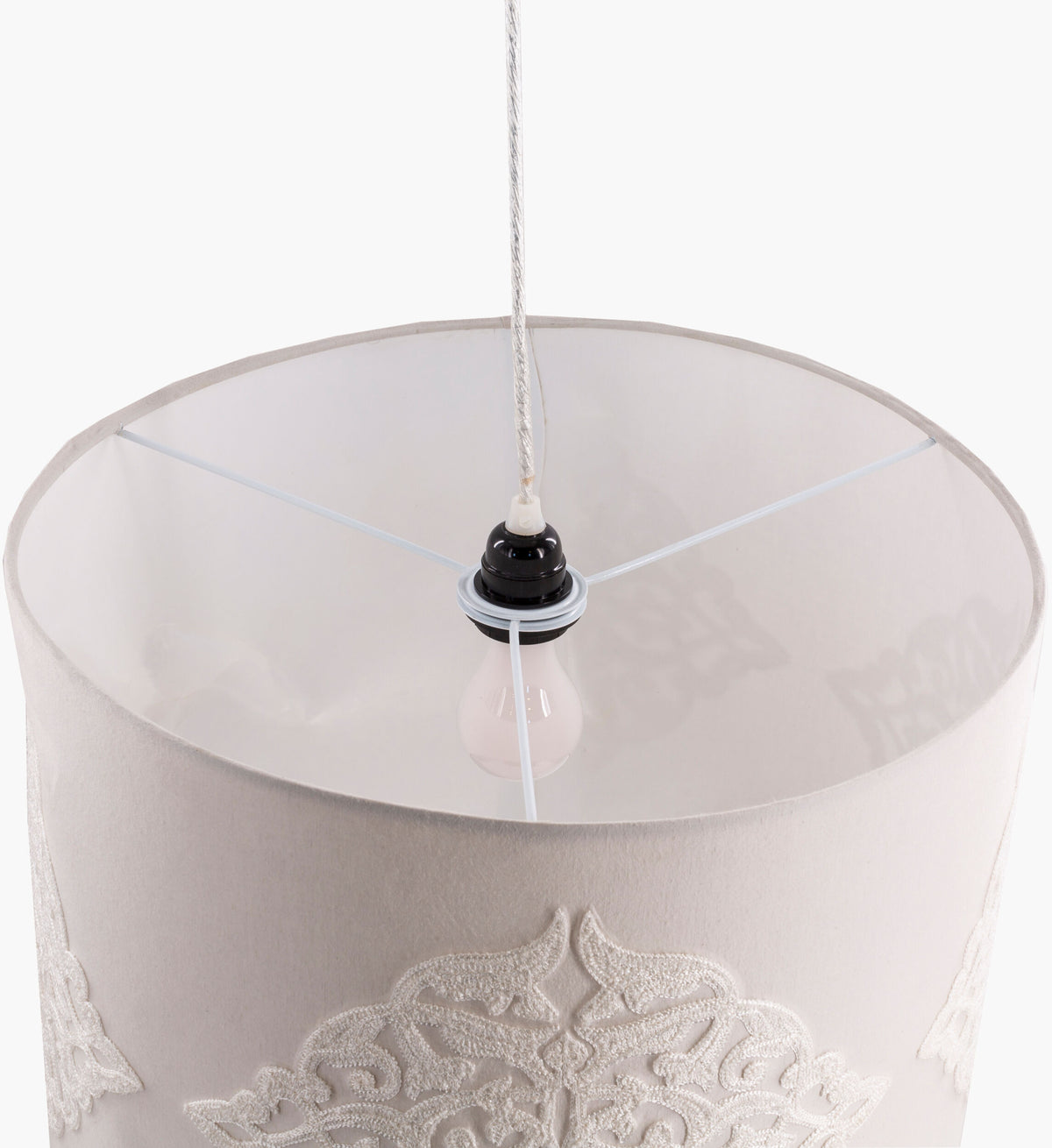 Elisa fabric Pendant Light, Powder Coated Gray, Powder Coated White