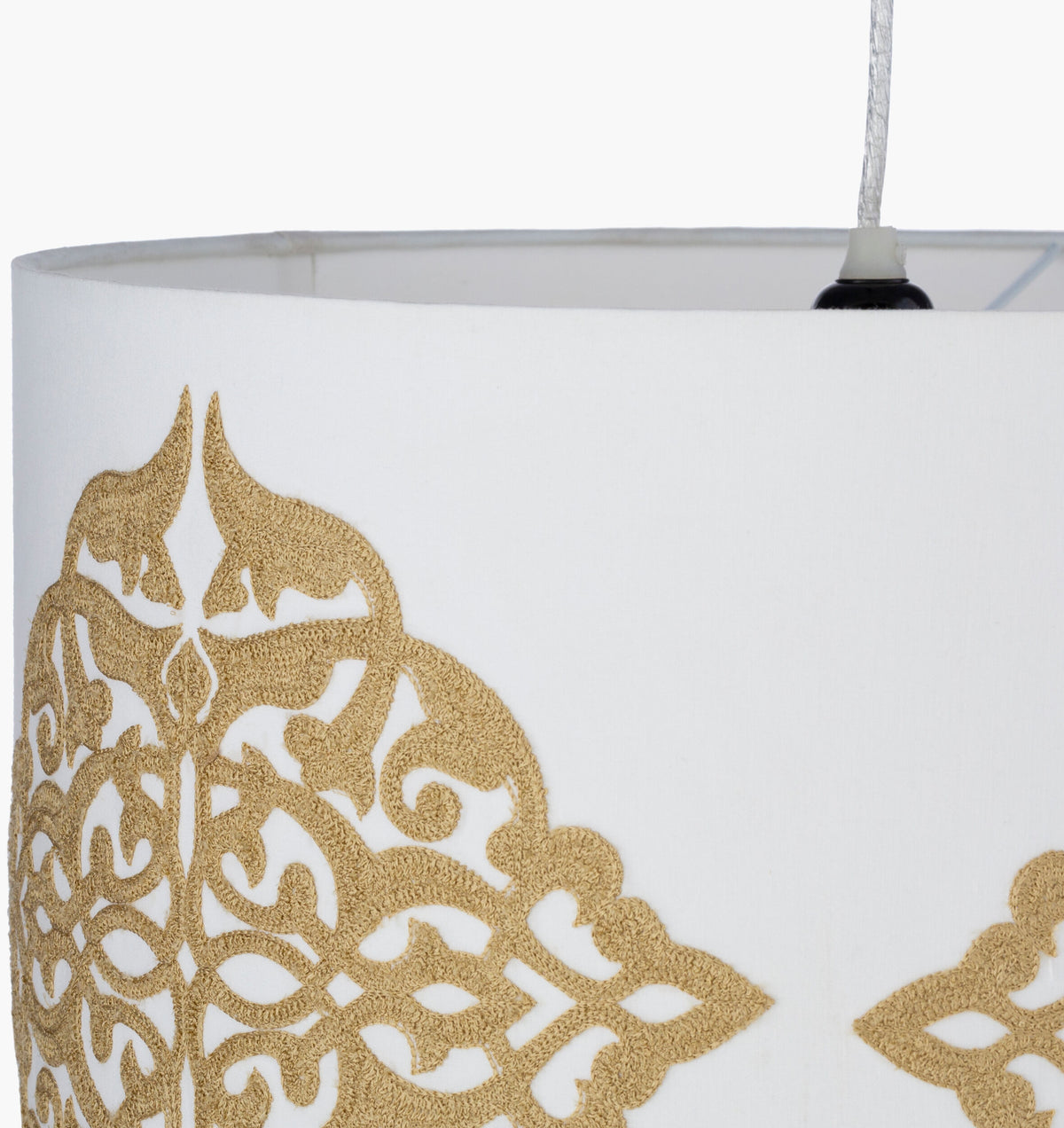 Elisa fabric Pendant Light, Powder Coated White, Gold