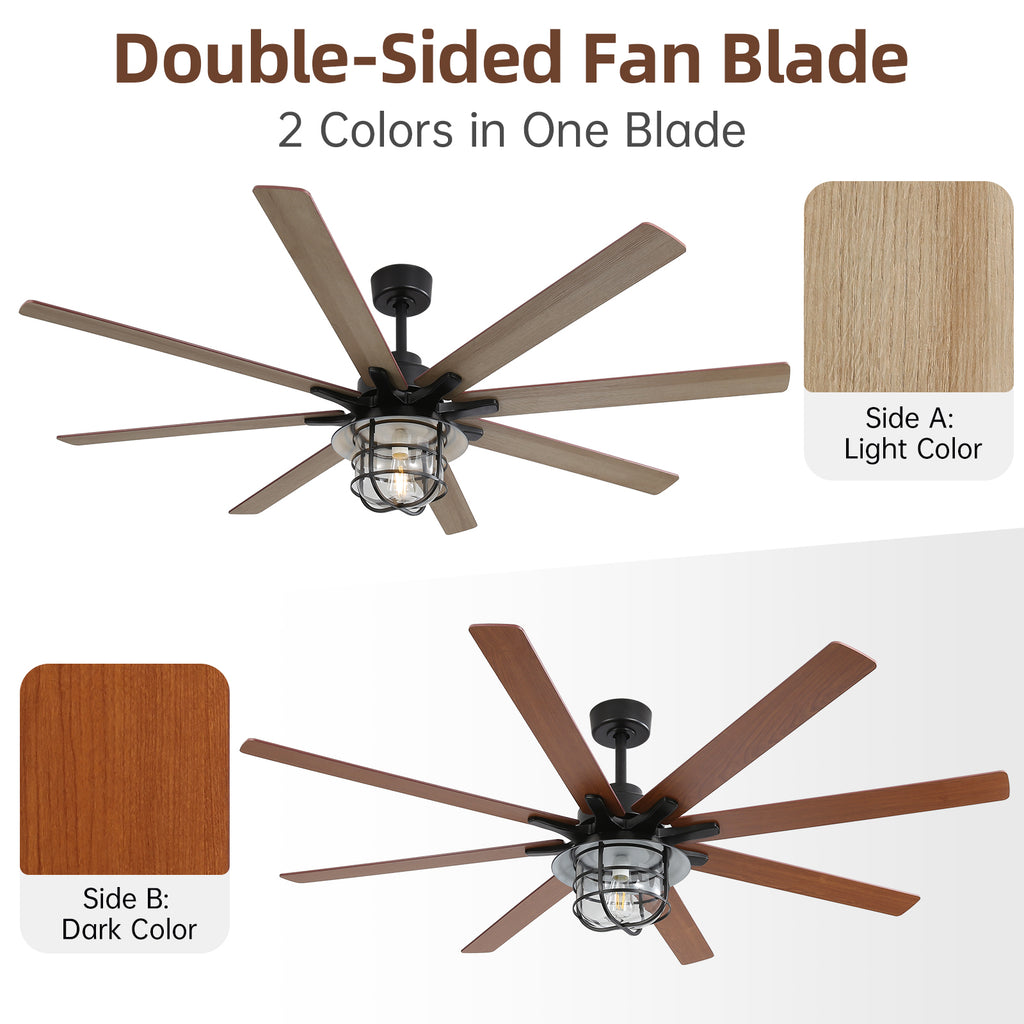 Modern 66 Inch Ceiling Fan With 6 Speed Wind 8 Blades