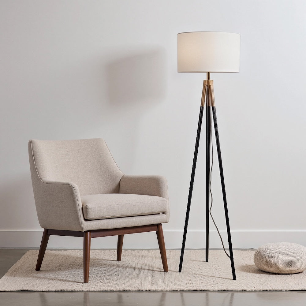 Sway Brassed Gold Floor Lamp with On/Off Switch Triple