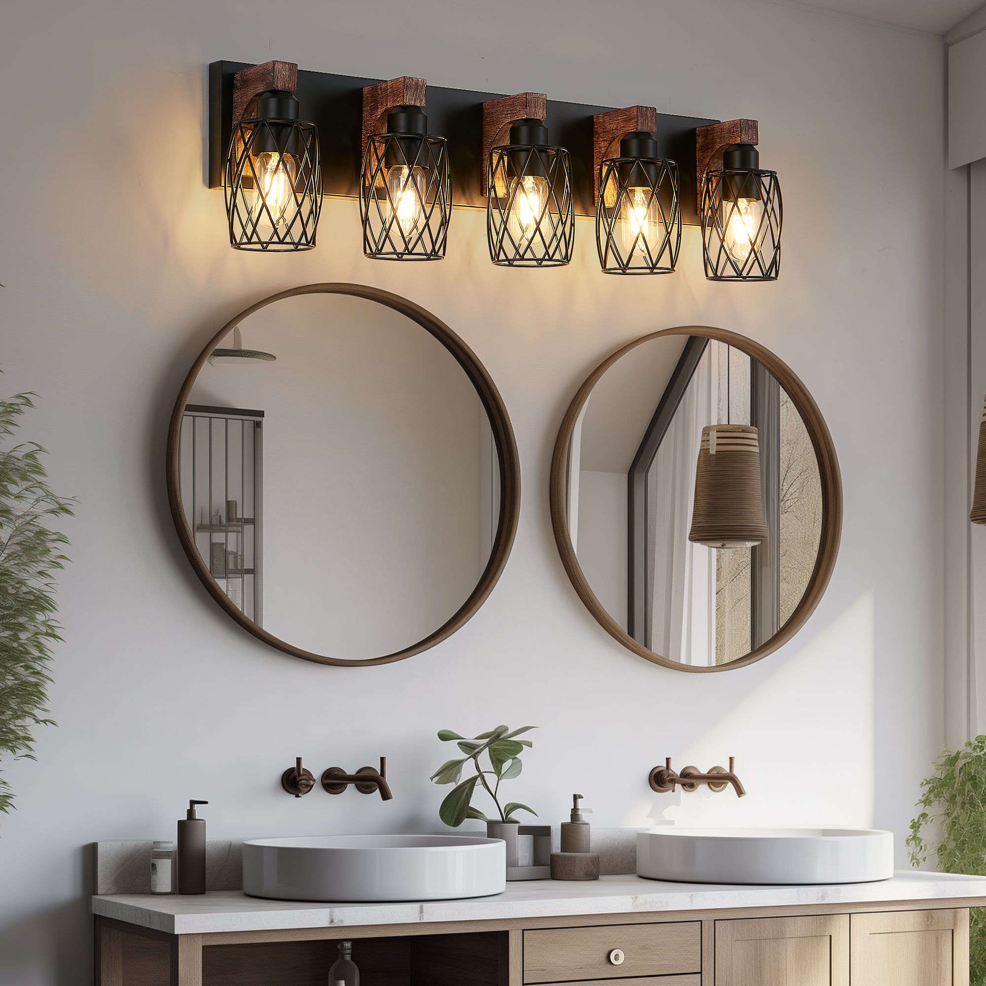 31" Industrial Vintage 5-Light Wall Sconce - Light Fixture