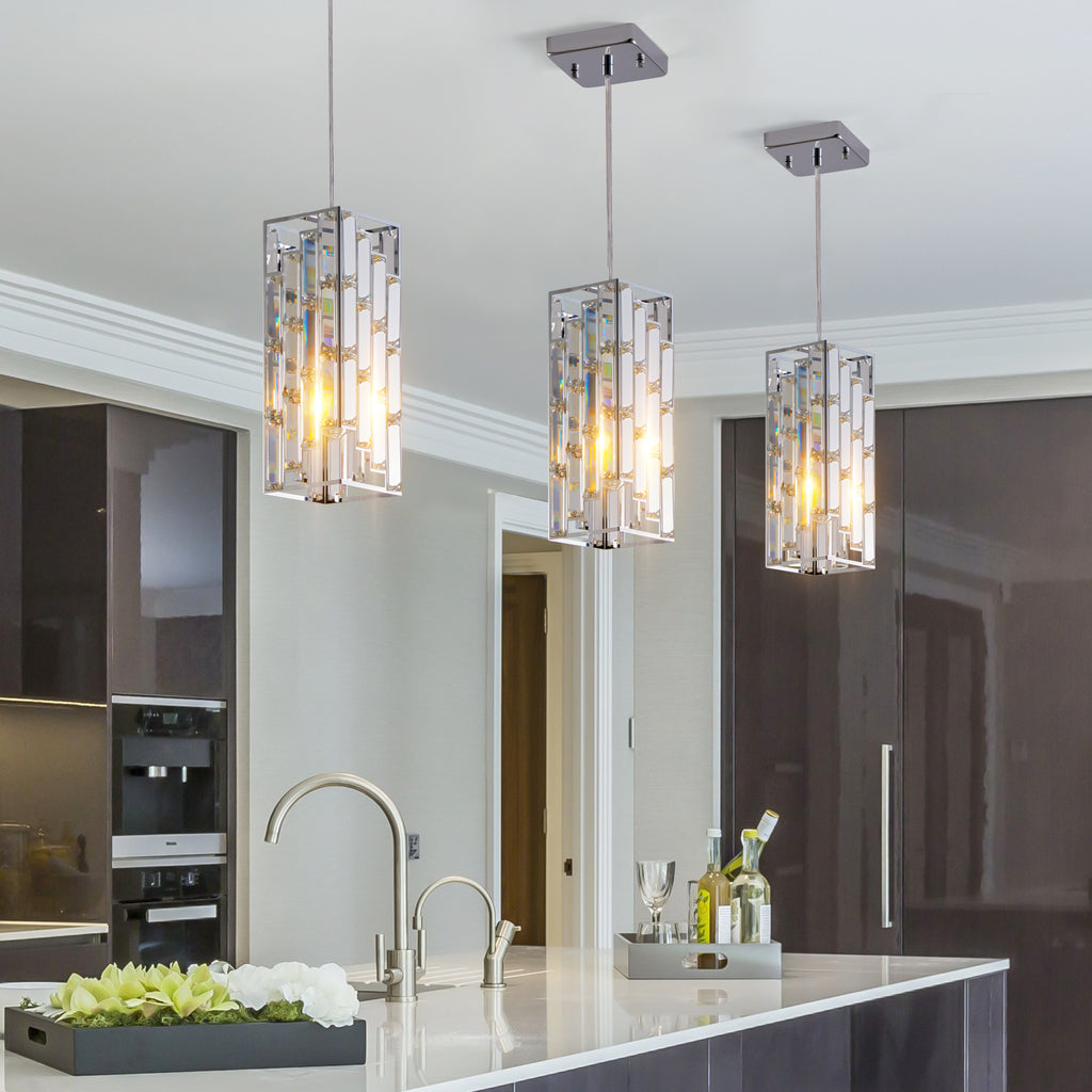 4" Modern Crystal Pendant Light - 3 Pack