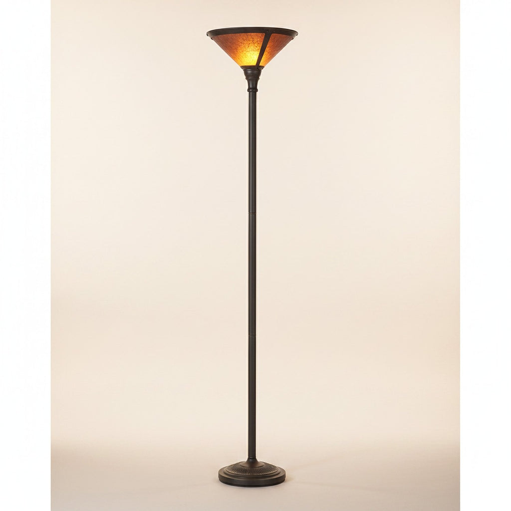 71" Rusted Torchiere Floor Lamp With Brown Dome Shade - hero