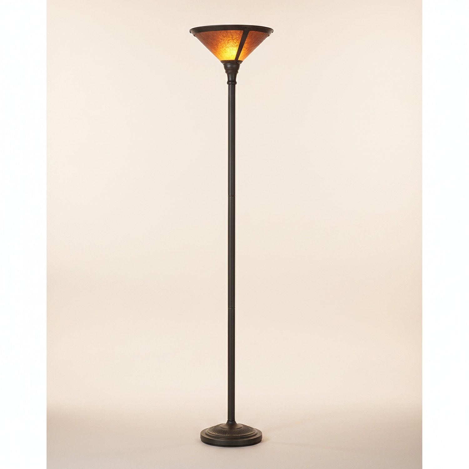 71" Rusted Torchiere Floor Lamp With Brown Dome Shade - hero